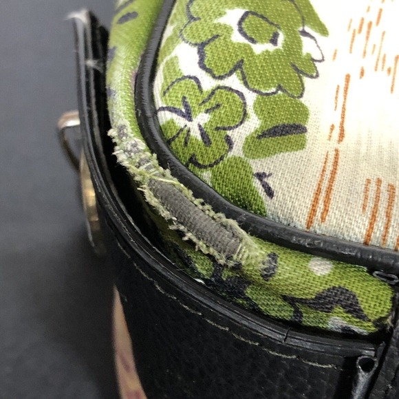 Small Travel Bag Suitcase 1970s Floral Striped Tropical Stripes Zipper Pocket - Picture 4 of 16